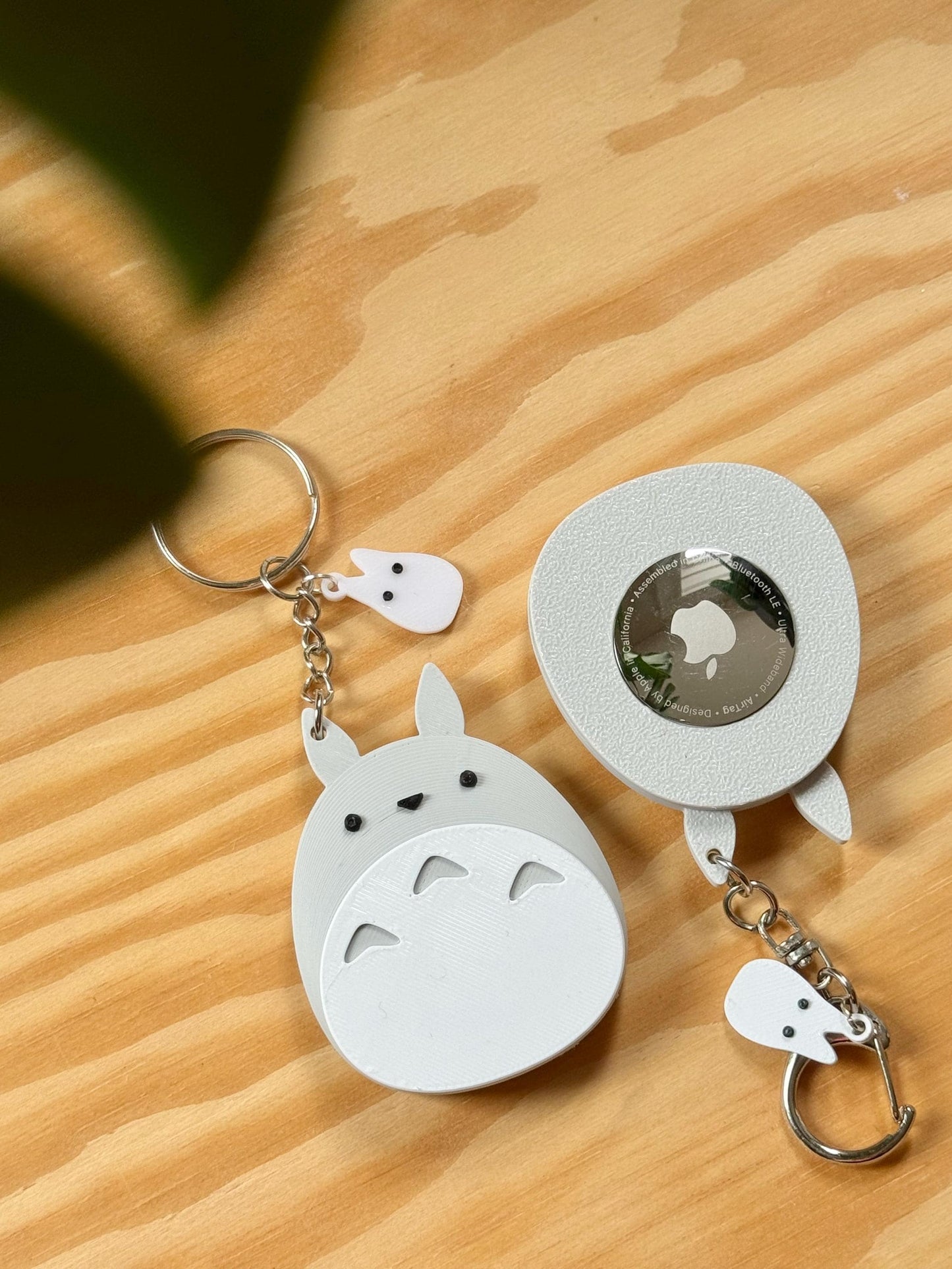 Grey Forest Bunny Airtag Holder Keychain