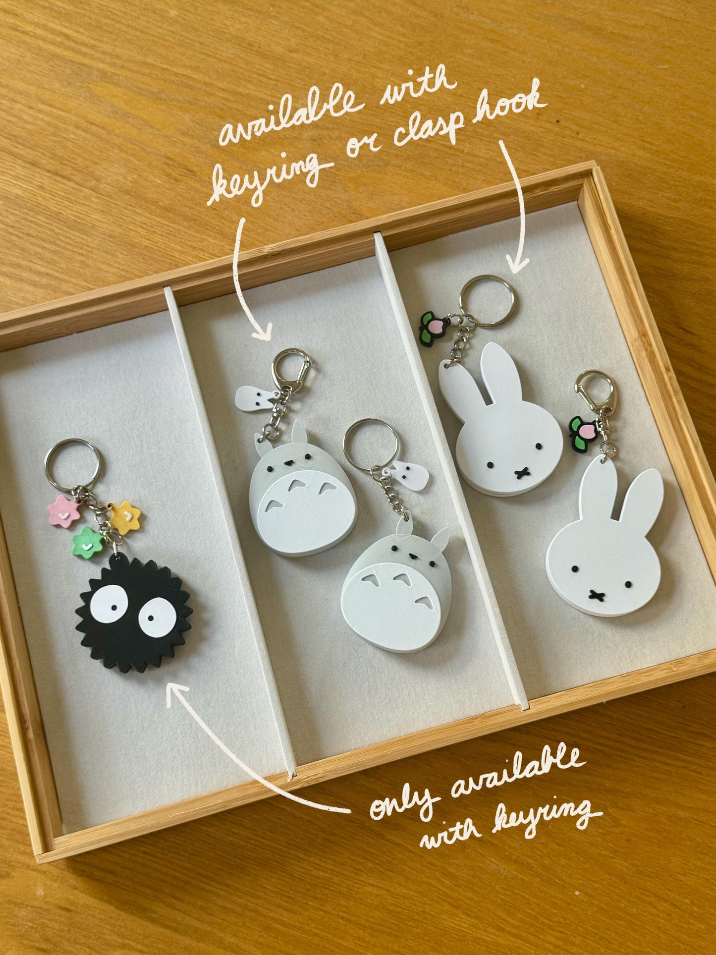 Grey Forest Bunny Airtag Holder Keychain